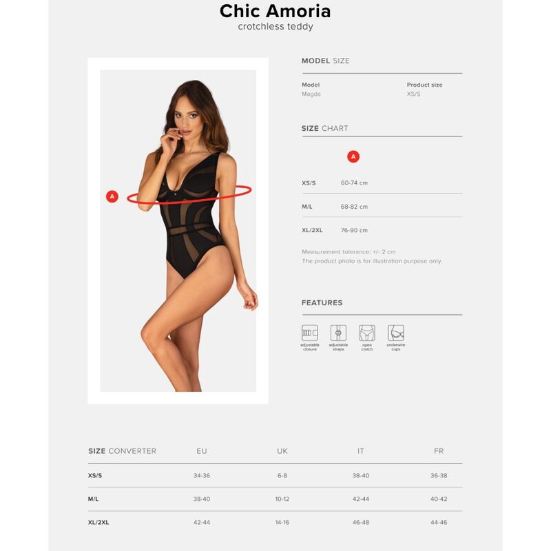OBSESSIVE - CHIC AMORIA TEDDY WITHOUT TOP XS/S
