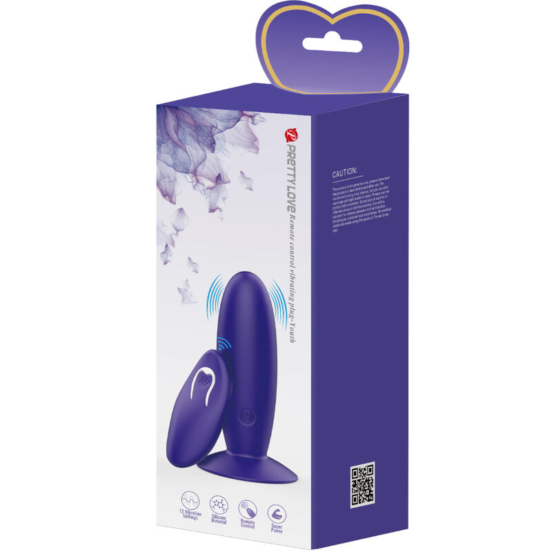 PRETTY LOVE - YOUTH PLUG ANAL VIBRATOR WITH REMOTE CONTROL PURPLE