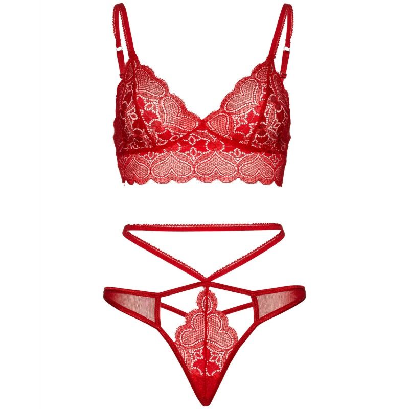 LEG AVENUE - 2 PIECE SET, LACE BRALET AND THONG S/M