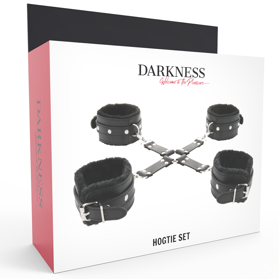 DARKNESS - LEATHER HANDCUFFS FOR FEET AND HANDS BLACK