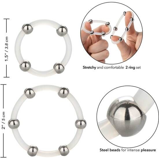 CALEXOTICS - STEEL BEADS SILICONE RING SET