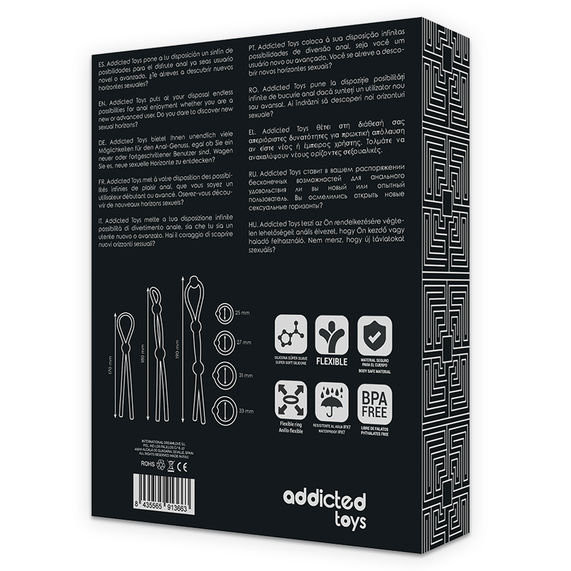 ADDICTED TOYS - FLEXIBLE SILICONE COCKRING SET 7 PIECES