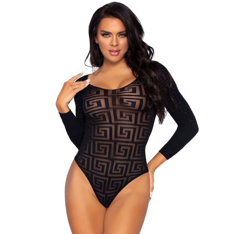 LEG AVENUE - MOSAIC SNAP CROTH BODYSUIT, ONE SIZE