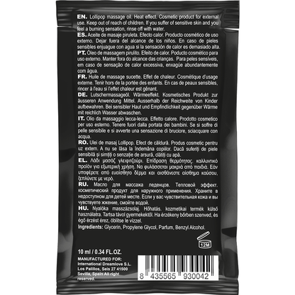 COQUETTE CHIC DESIRE - POCKET KISSABLE MASSAGE OIL WITH HEATING EFFECT LOLLIPOP 10 ML