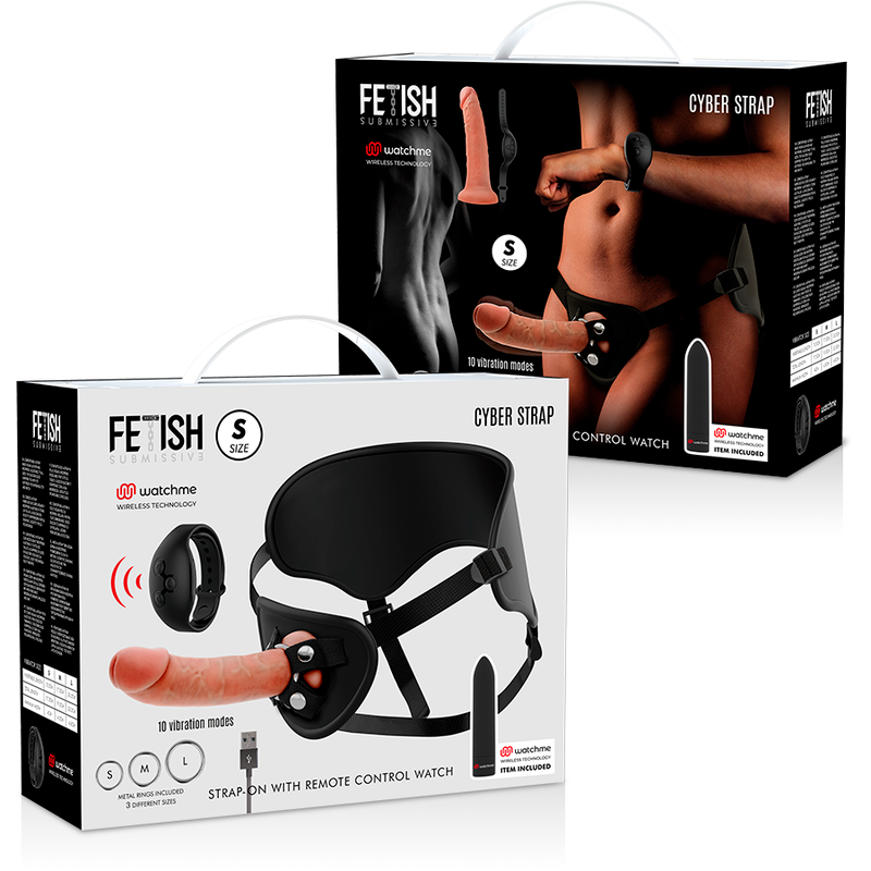 FETISH SUBMISSIVE CYBER STRAP - STRAP WITH DILDO AND BULLET REMOTE CONTROL WATCH TECHNOLOGY