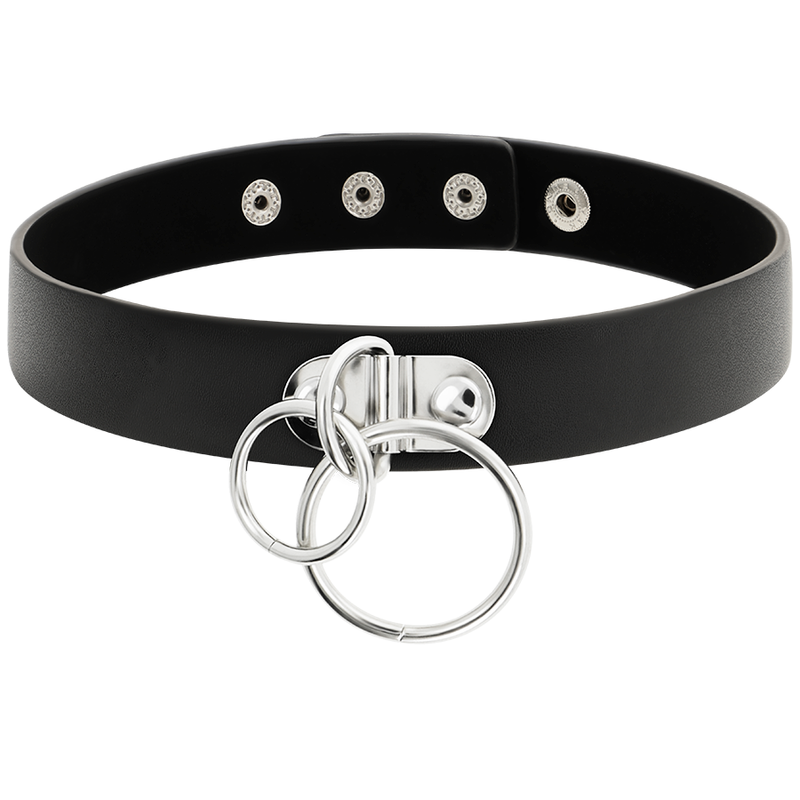 COQUETTE CHIC DESIRE - DOUBLE RING COLLAR MADE OF VEGAN LEATHER