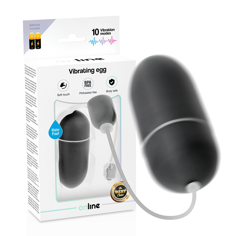 ONLINE - BLACK WATERPROOF VIBRATION EGG