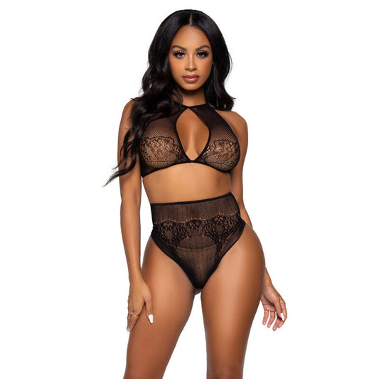 LEG AVENUE - TWO PIECE SET, HUNTERWEAR CROP TOP AND THONG PANTIES, ONE SIZE