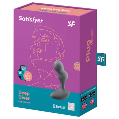 SATISFYER - DEEP DIVER VIBRATING PLUG APP GRAU