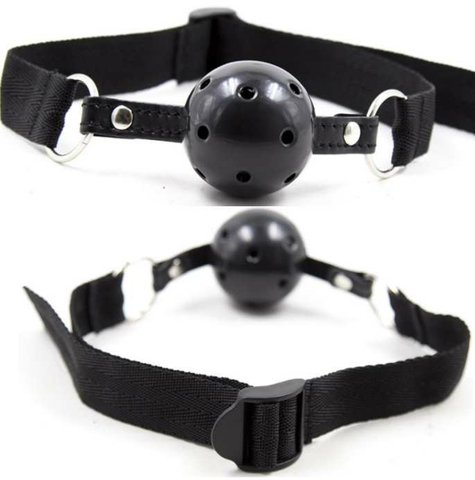 OHMAMA FETISH BLACK FABRIC BREATHABLE BALL GAGG