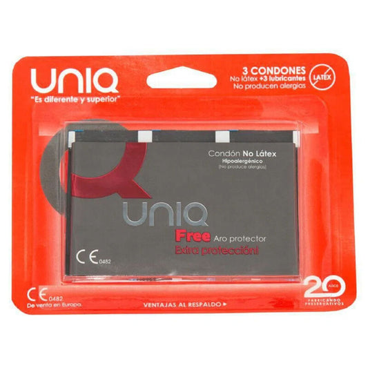 UNIQ - FREE LATEXFREIE KONDOME MIT SCHUTZRING 3 EINHEITEN