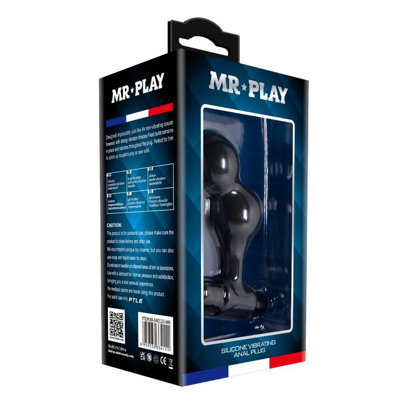 MR PLAY - BLACK SILICONE VIBRATOR ANAL PLUG