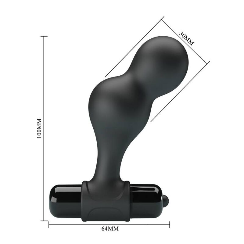 MR PLAY - BLACK SILICONE VIBRATOR ANAL PLUG