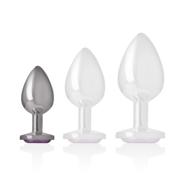 INTENSE - ANALPLUG AUS ALUMINIUMMETALL MIT VIOLETTEM KRISTALL, GRÖSSE S