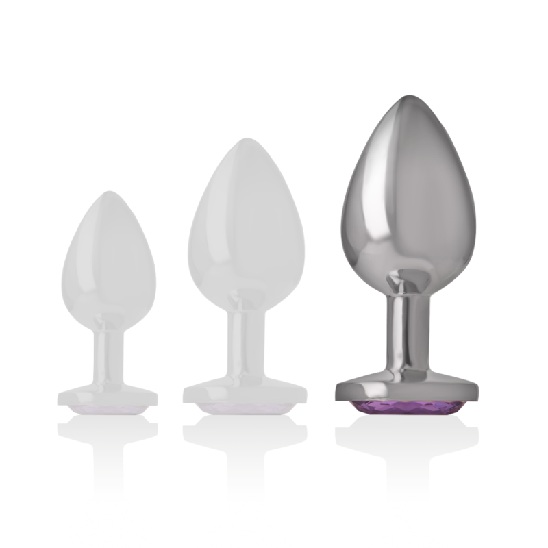 INTENSE - ANALPLUG AUS ALUMINIUMMETALL MIT VIOLETTEM KRISTALL, GRÖSSE L