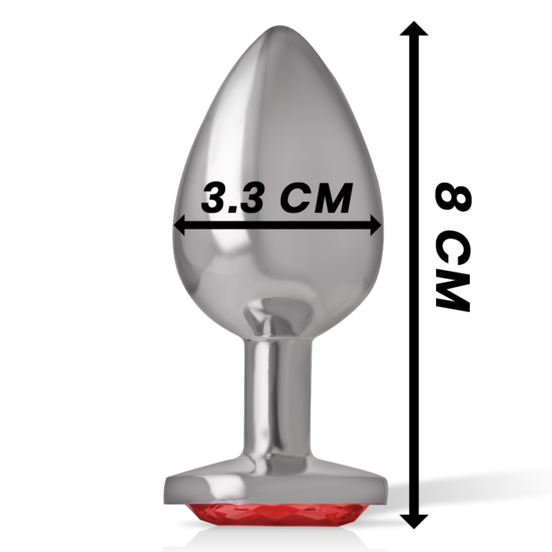 INTENSE - METALL-ANALSTECKER MIT ROTEN KRISTALL GRÖSSE M