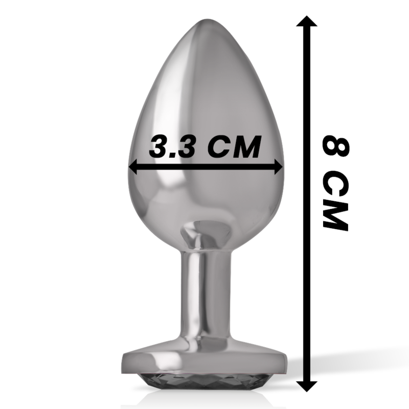 INTENSE - ANALPLUG AUS ALUMINIUMMETALL MIT SCHWARZEM GLAS, GRÖSSE M