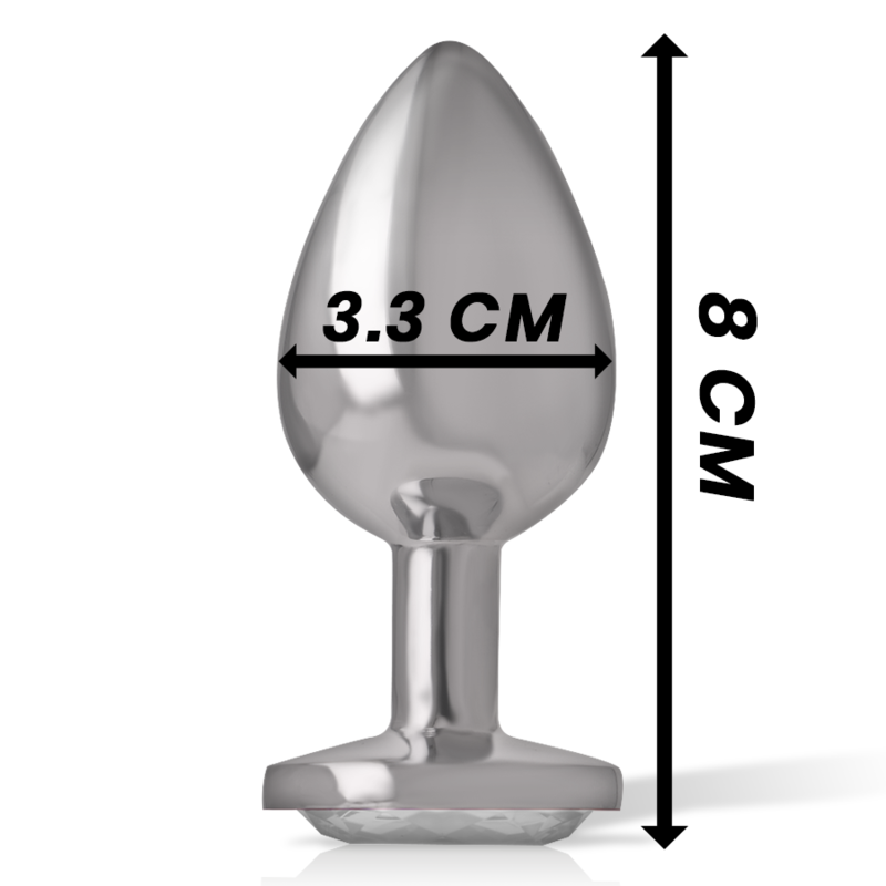 INTENSE - ALUMINIUM-METALL-ANALSPLUG MIT SILBERNEM KRISTALL, GRÖSSE M