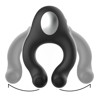 BLACK&amp;SILVER - VIBRATOR RING MADE OF SILICONE, 3 MOTORS, RECHARGEABLE, BLACK