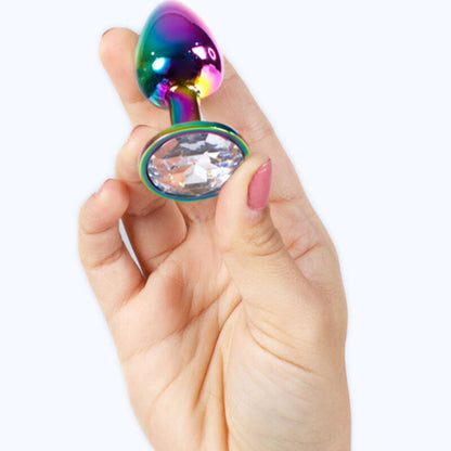 SECRETPLAY - BUTT PLUG AUS METALL REGENBOGEN, KLEINE GRÖSSE 7 CM