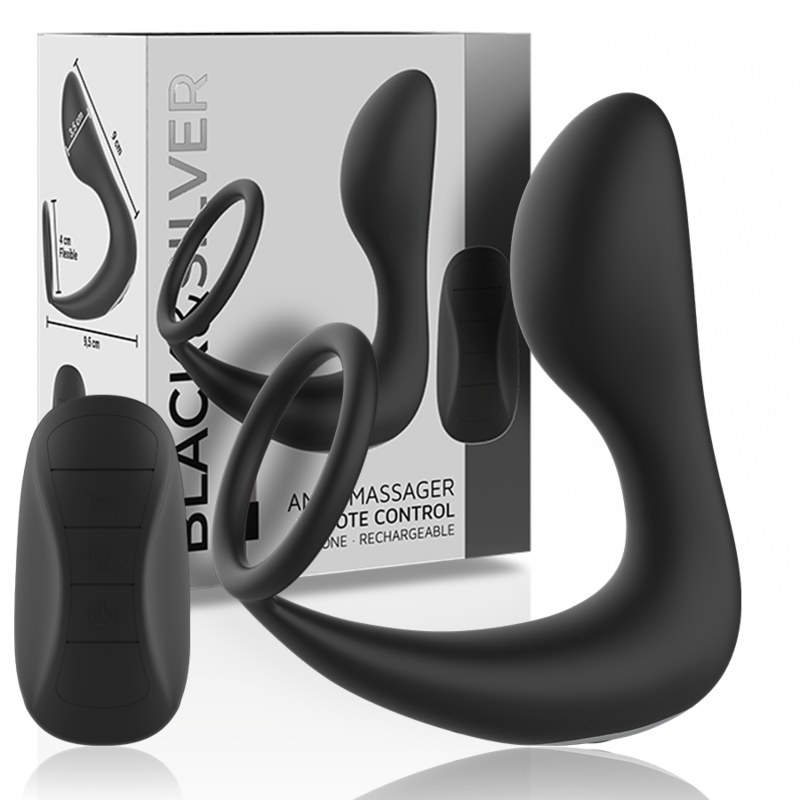 BLACK&SILVER - ANALMASSAGER MIT FERNBEDIENUNG, WIEDERAUFLADBARES SILIKON SCHWARZ