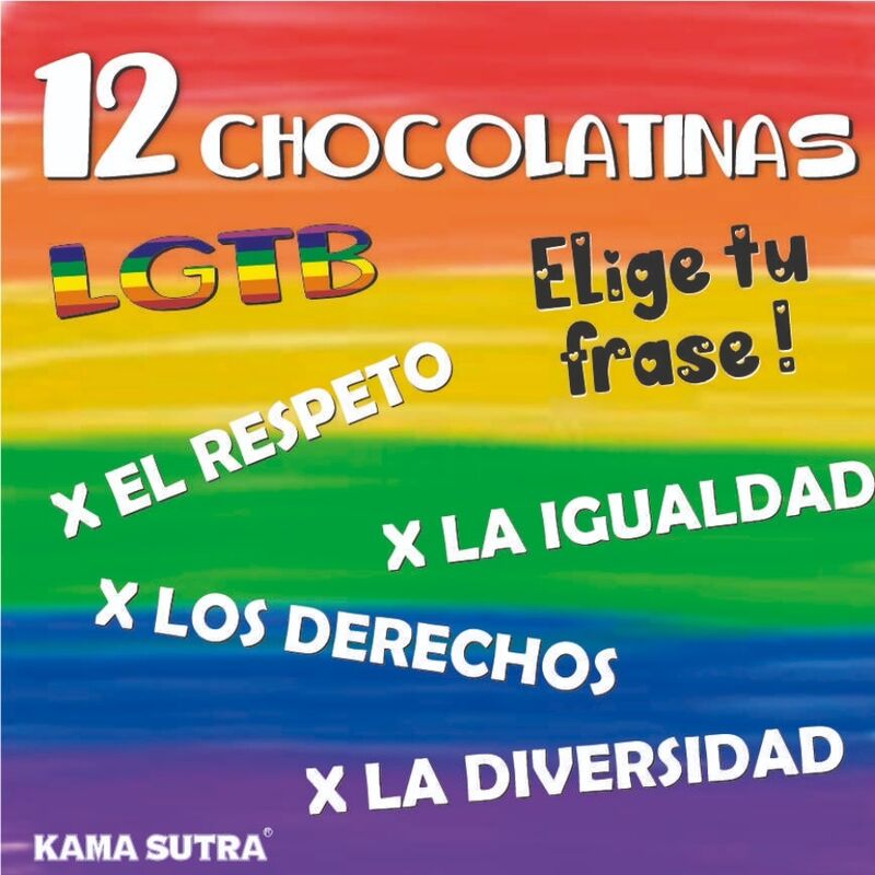 PRIDE - BOX MIT 12 SCHOKOLADERIEGELN MIT DER LGBT-FLAGGE