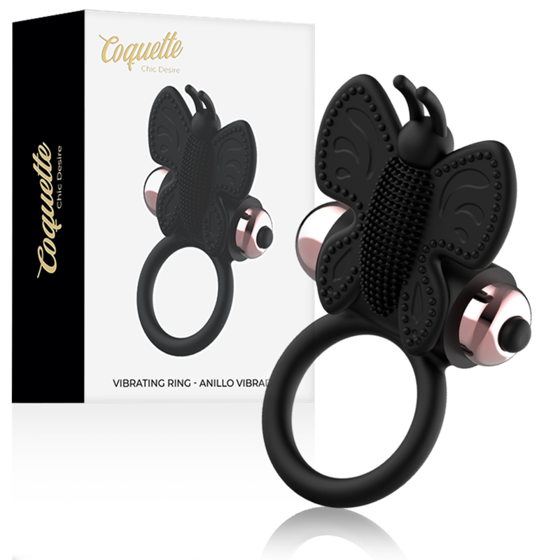 COQUETTE CHIC DESIRE - COCKRING SCHMETTERLING MIT VIBRATOR SCHWARZ/ GOLD