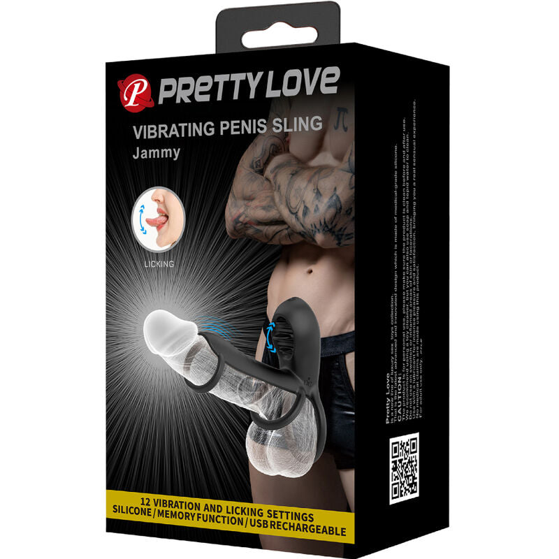 PRETTY LOVE - JAMMY PENIS SLEEVES 12 VIBRATIONS WITH RECHARGEABLE SILICONE TONGUE