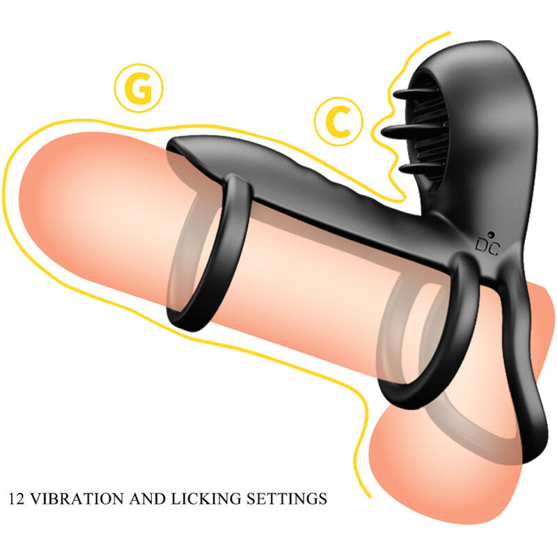 PRETTY LOVE - JAMMY PENIS SLEEVES 12 VIBRATIONS WITH RECHARGEABLE SILICONE TONGUE