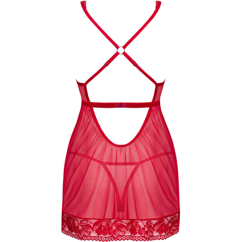 OBSESSIVE - LACELOVE BABYDOLL &amp; THONG RED XS/S