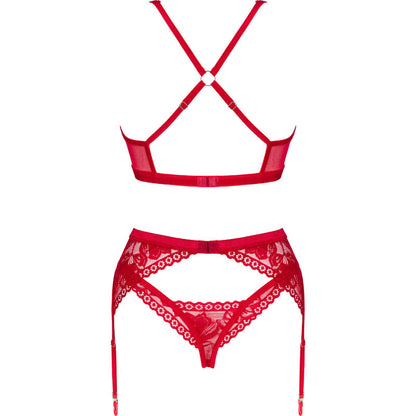 OBSESSIVE - LACELOVE SET THREE PIECE RED XS/S