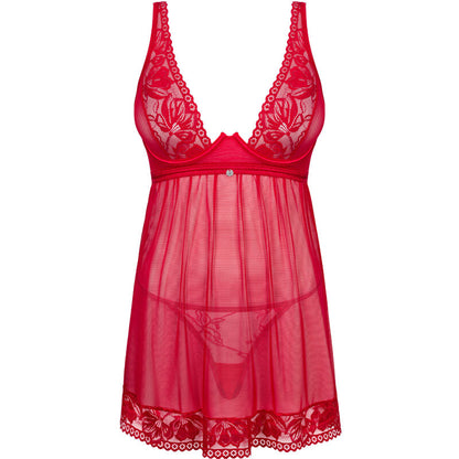 OBSESSIVE - LACELOVE BABYDOLL &amp; THONG RED XS/S