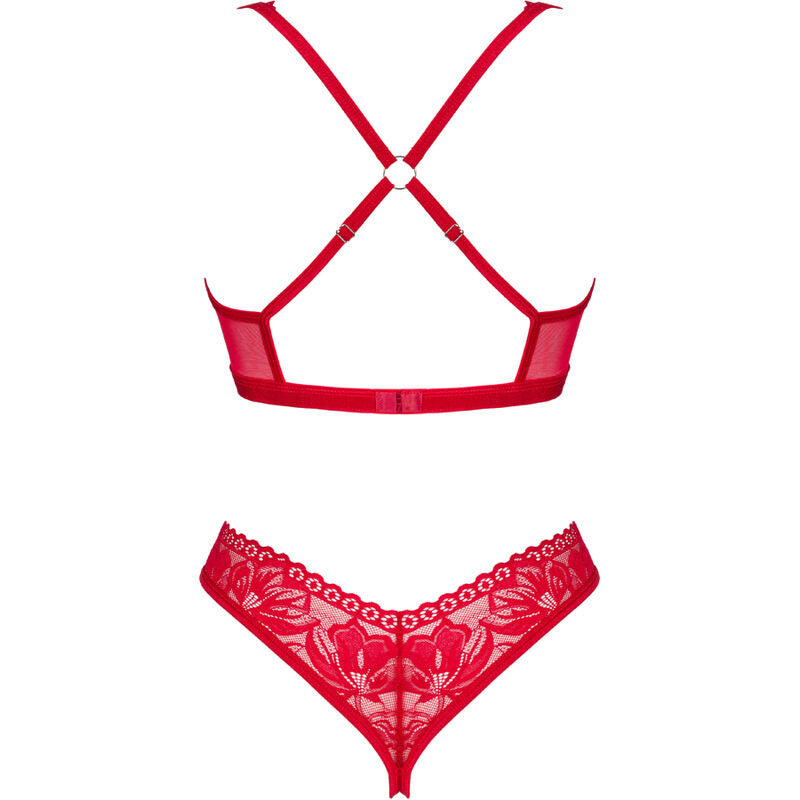 OBSESSIVE - LACELOVE SET TWO PIECE CUPLESS RED XS/S