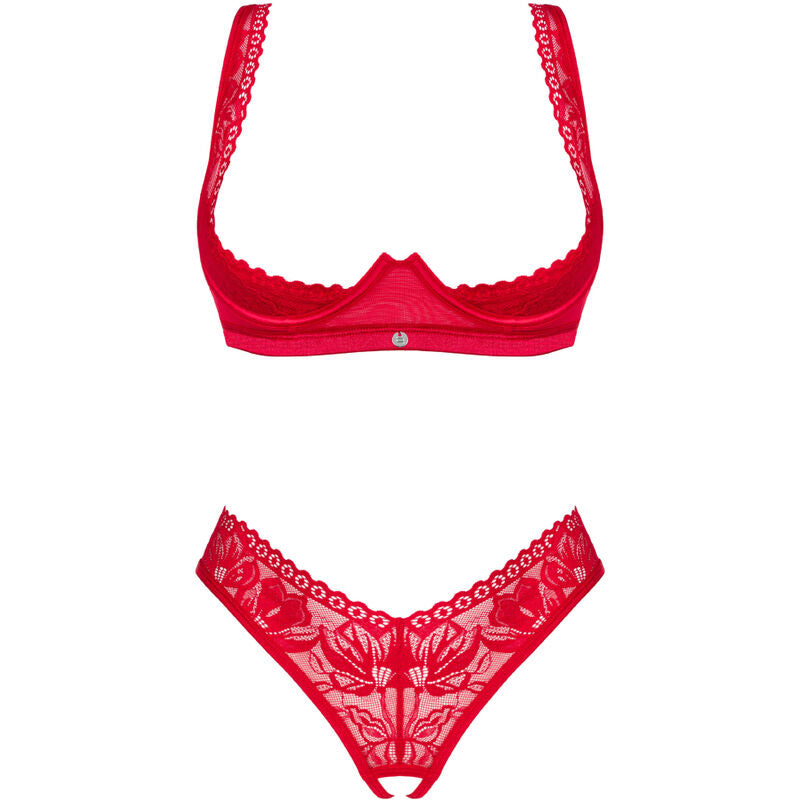 OBSESSIVE - LACELOVE SET TWO PIECE CUPLESS RED XS/S