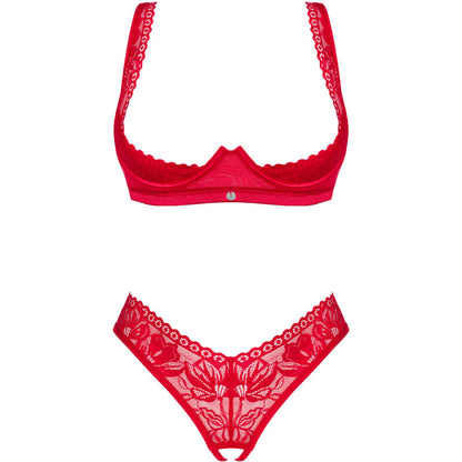 OBSESSIVE - LACELOVE SET TWO PIECE CUPLESS RED XS/S