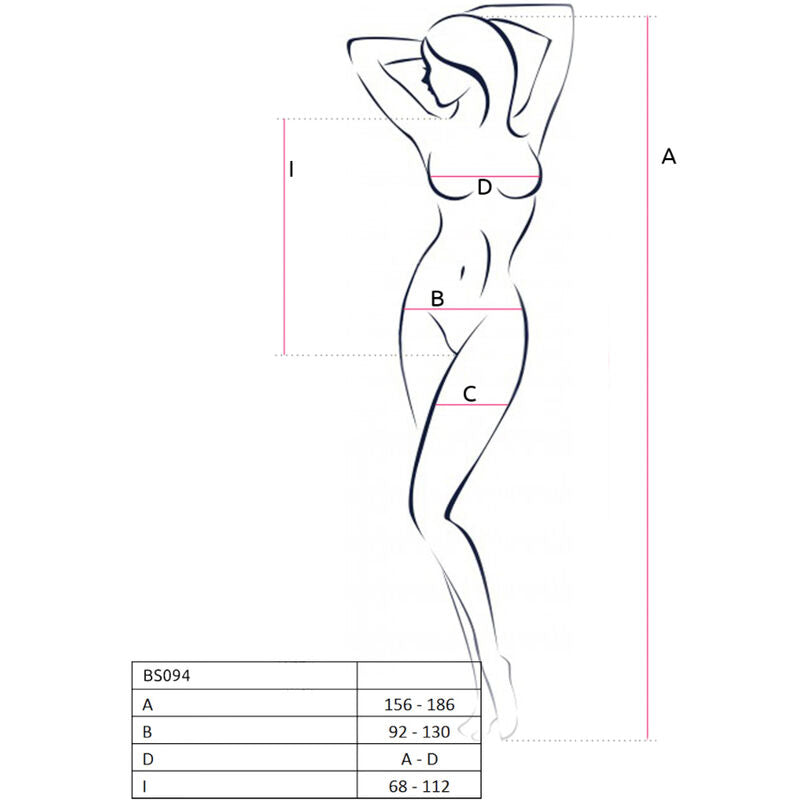 PASSION - BS094 BLACK BODYSTOCKING, ONE SIZE