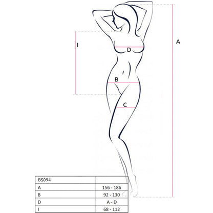 PASSION - BS094 BLACK BODYSTOCKING, ONE SIZE