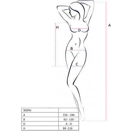 PASSION - BS096 BLACK BODYSTOCKING, ONE SIZE