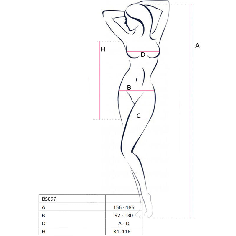 PASSION - BS097 BLACK BODYSTOCKING, ONE SIZE