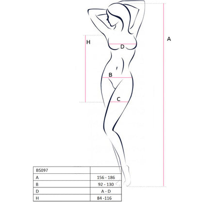 PASSION - BS097 BLACK BODYSTOCKING, ONE SIZE