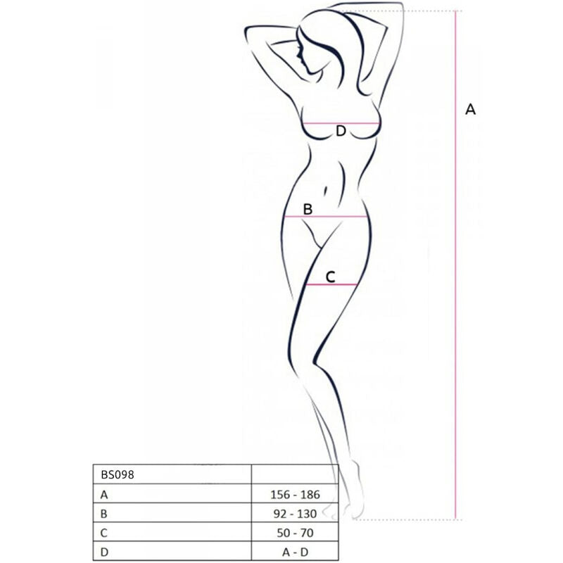 PASSION - BS098 BLACK BODYSTOCKING, ONE SIZE