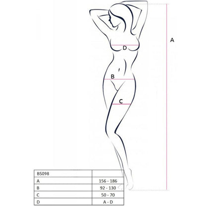 PASSION - BS098 BLACK BODYSTOCKING, ONE SIZE
