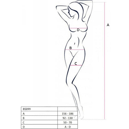PASSION - BS099 BLACK BODYSTOCKING, ONE SIZE