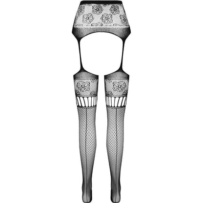 PASSION - S030 BLACK GARTER TIGHTS, ONE SIZE