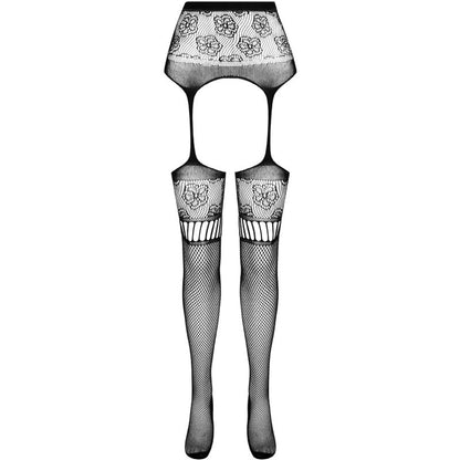 PASSION - S030 BLACK GARTER TIGHTS, ONE SIZE