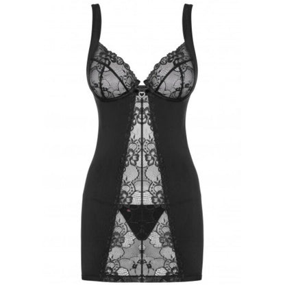 OBSESSIVE - HEARTINE CHEMISE &amp; TANGA BLACK S/M