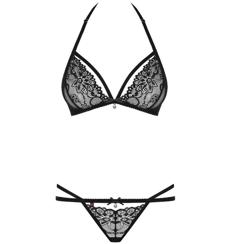 OBSESSIVE - 838 SET TWO PIECE BLACK S/M