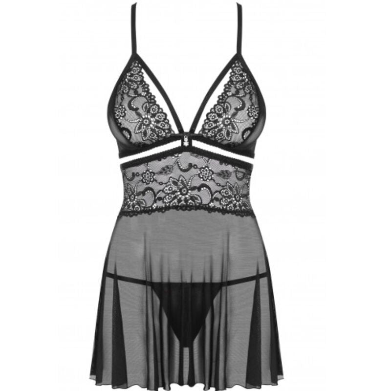 OBSESSIVE - 838-BAB-1 BABYSIDE &amp; THONG BLACK S/M