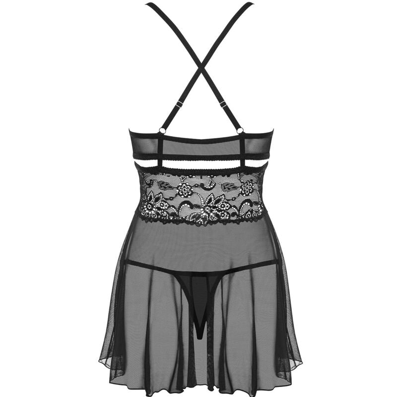OBSESSIVE - 838-BAB-1 BABYSIDE &amp; THONG BLACK S/M