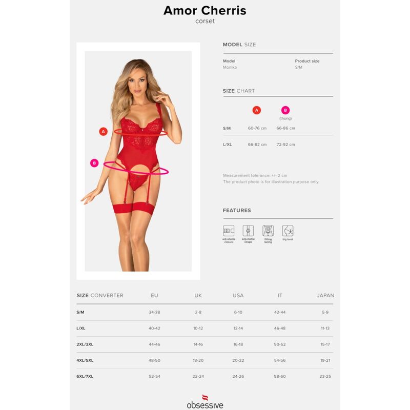 OBSESSIVE - AMOR CHERRIS CORSET &amp; TANGA L/XL
